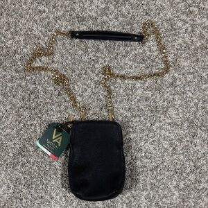 NWT Valentina Italy Genuine Pebbled Leather Small Crossbody Chain Bag